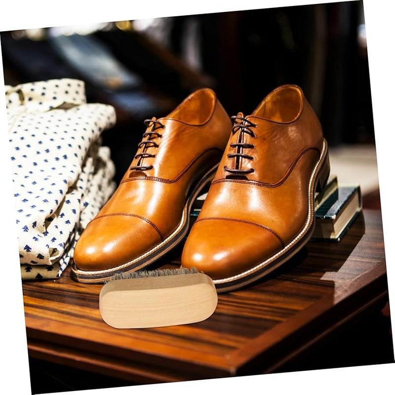 فرشاة أحذية سفر مدمجة بمقبض مريح، بشعيرات خنزير متينة لإزالة البقع - Image 4